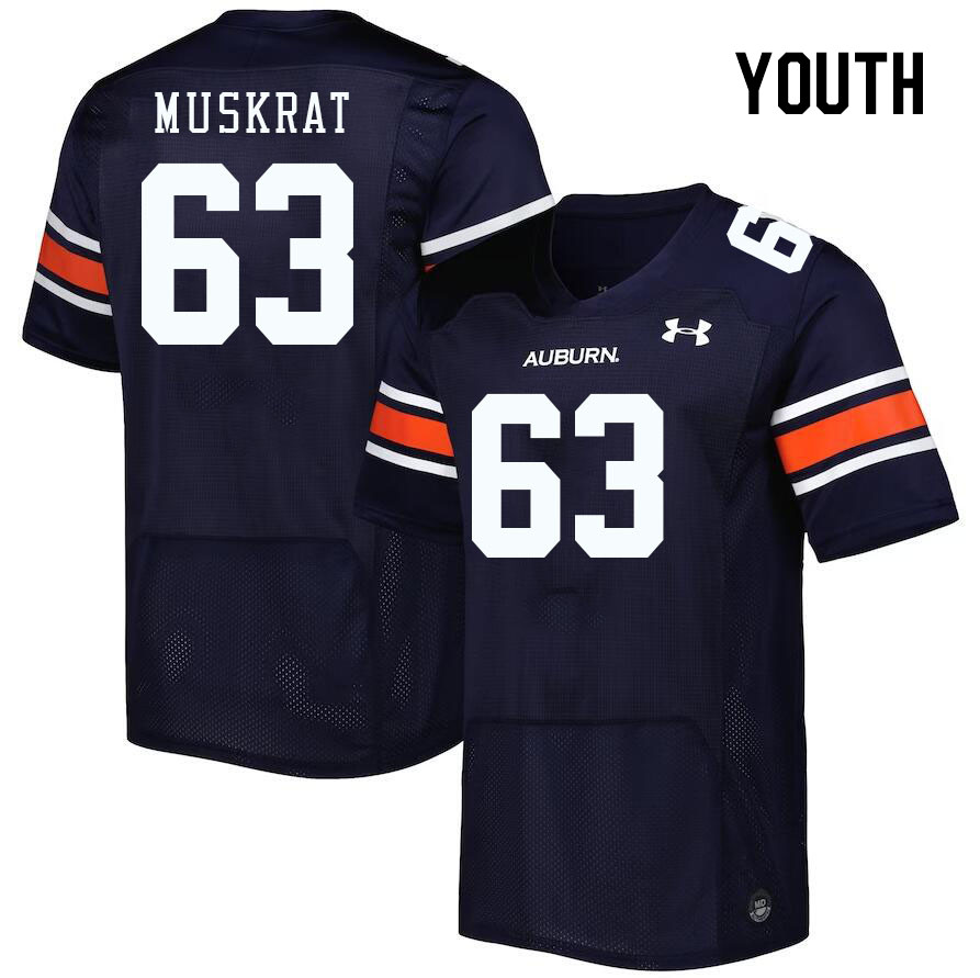 Youth #63 Jaden Muskrat Auburn Tigers College Football Jerseys Stitched Sale-Navy